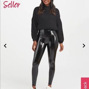 SPANX Faux Patent Leather leggings-shape wear